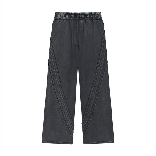 Snow Washed Tape Raw Edge Sweatpants Black