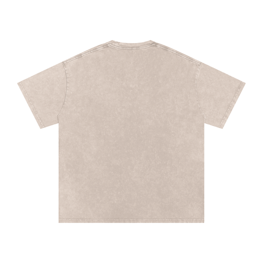 Snow Washed Oversized Cotton T-Shirt Cream
