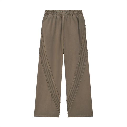 Snow Washed Tape Raw Edge Sweatpants Brown