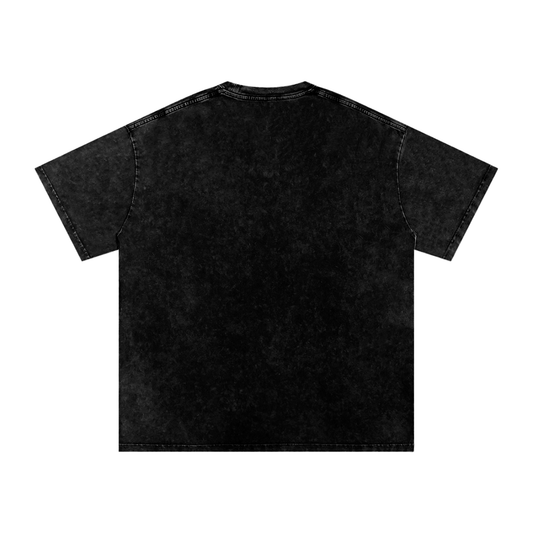 Snow Washed Oversized Cotton T-Shirt Black