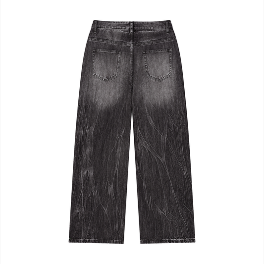 Men’s Vintage Wash Wide Leg Jeans Black