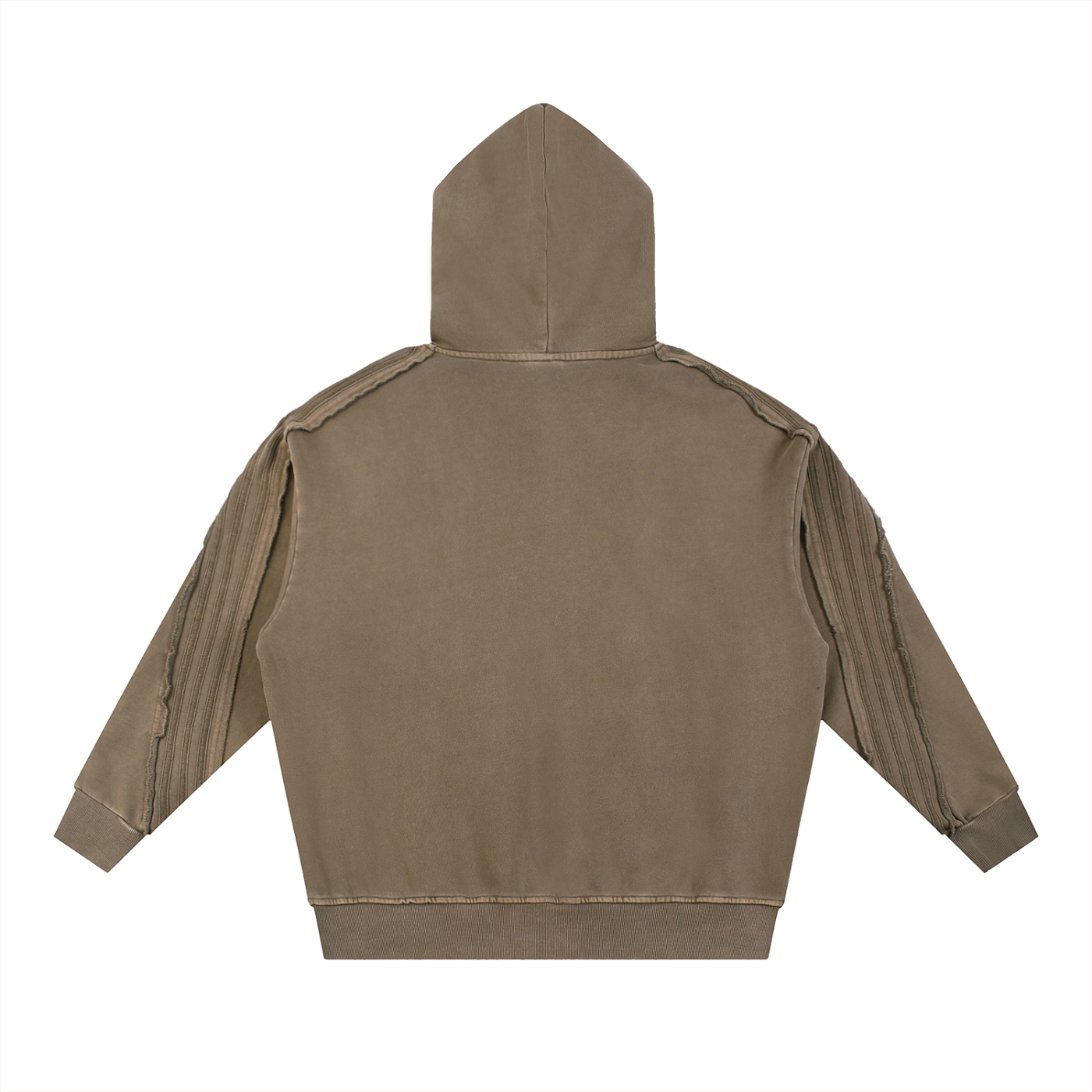 Snow Washed Tape Raw Edge Hoodie Brown