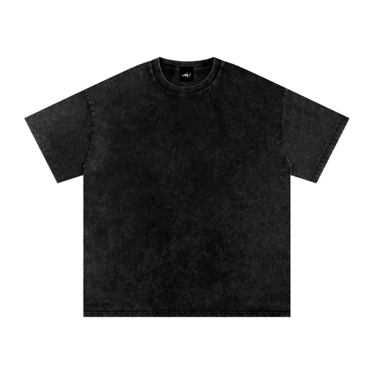 Snow Washed Oversized Cotton T-Shirt Black