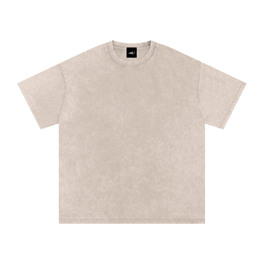 Snow Washed Oversized Cotton T-Shirt Cream