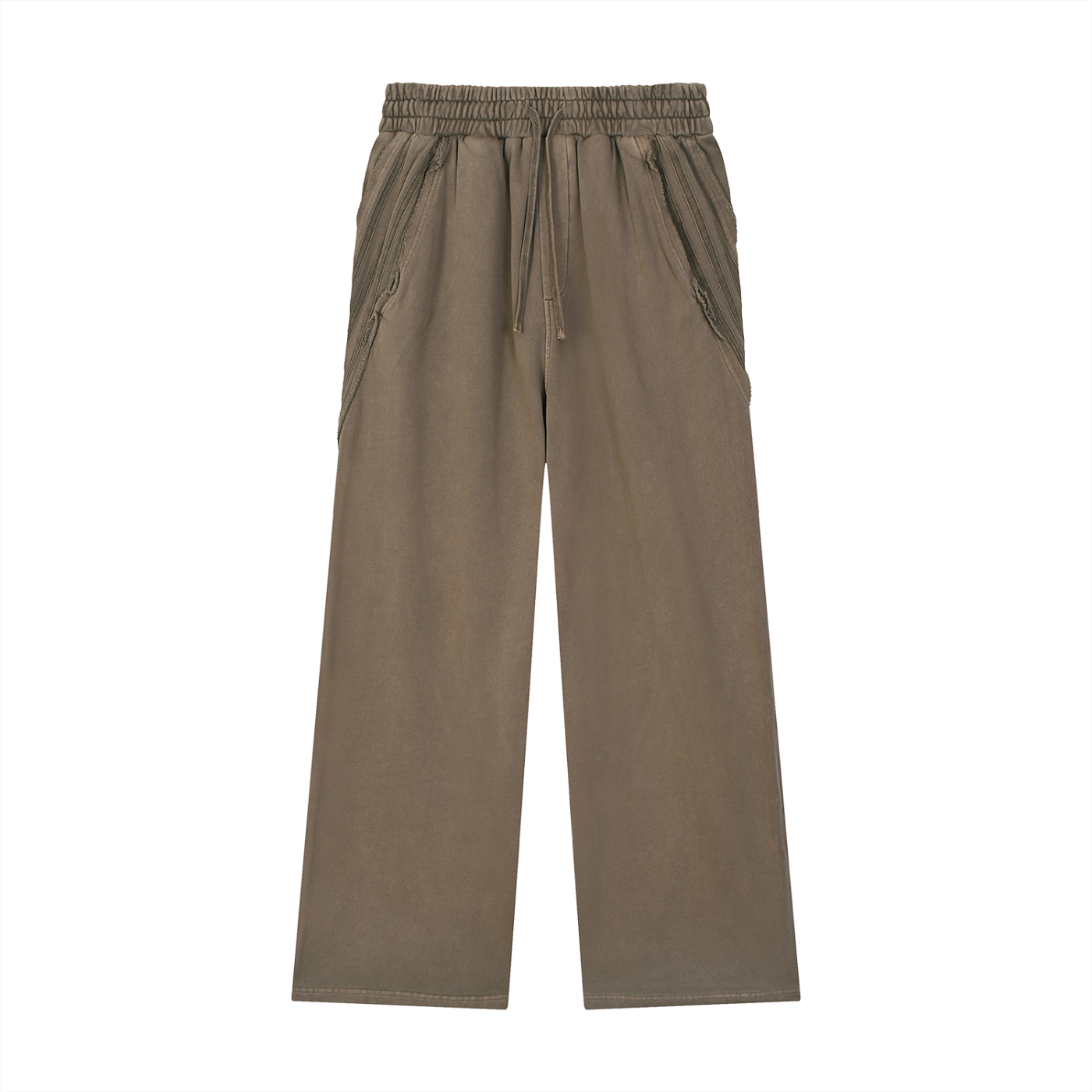 Snow Washed Tape Raw Edge Sweatpants Brown
