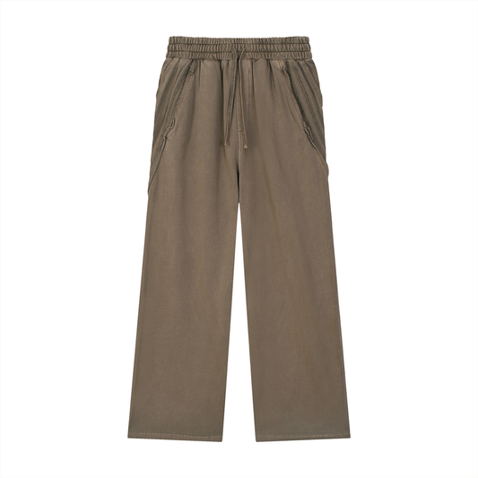 Snow Washed Tape Raw Edge Sweatpants Brown