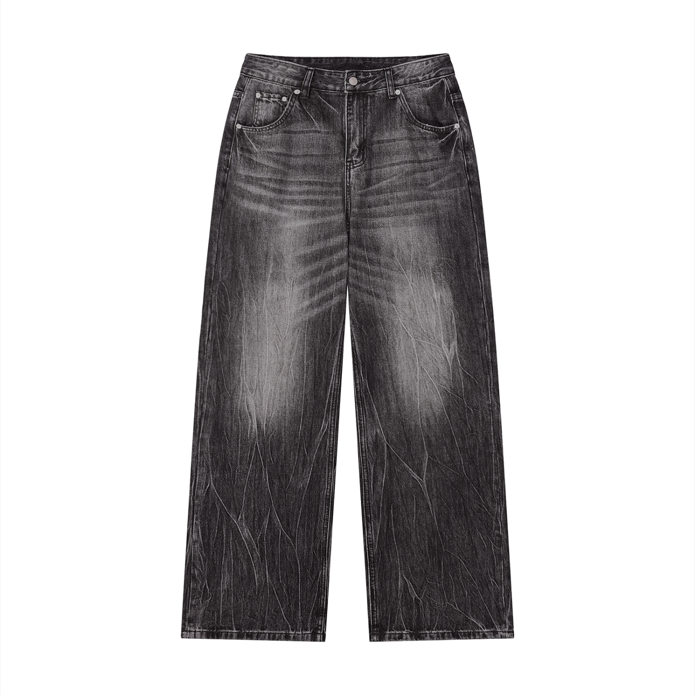 Men’s Vintage Wash Wide Leg Jeans Black