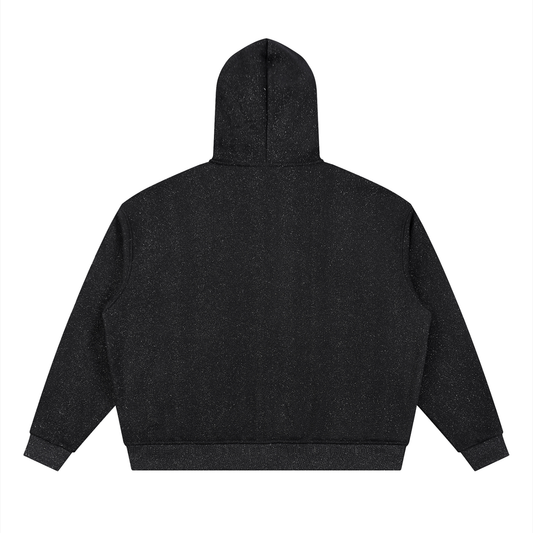 Unisex Sparkles Full Zip Boxy Hoodie Black
