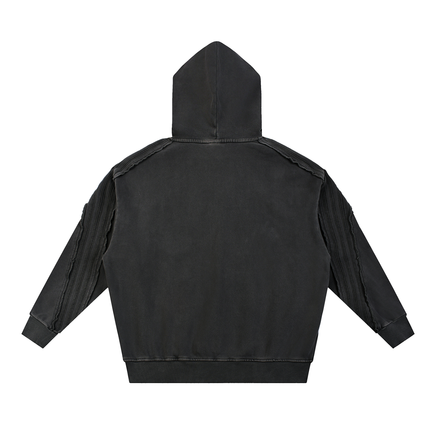 Snow Washed Tape Raw Edge Hoodie Black