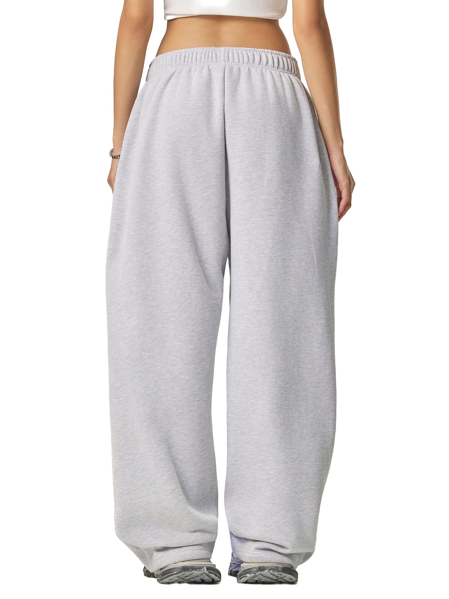Contrast-Stitched Fleece Sweatpants Grey