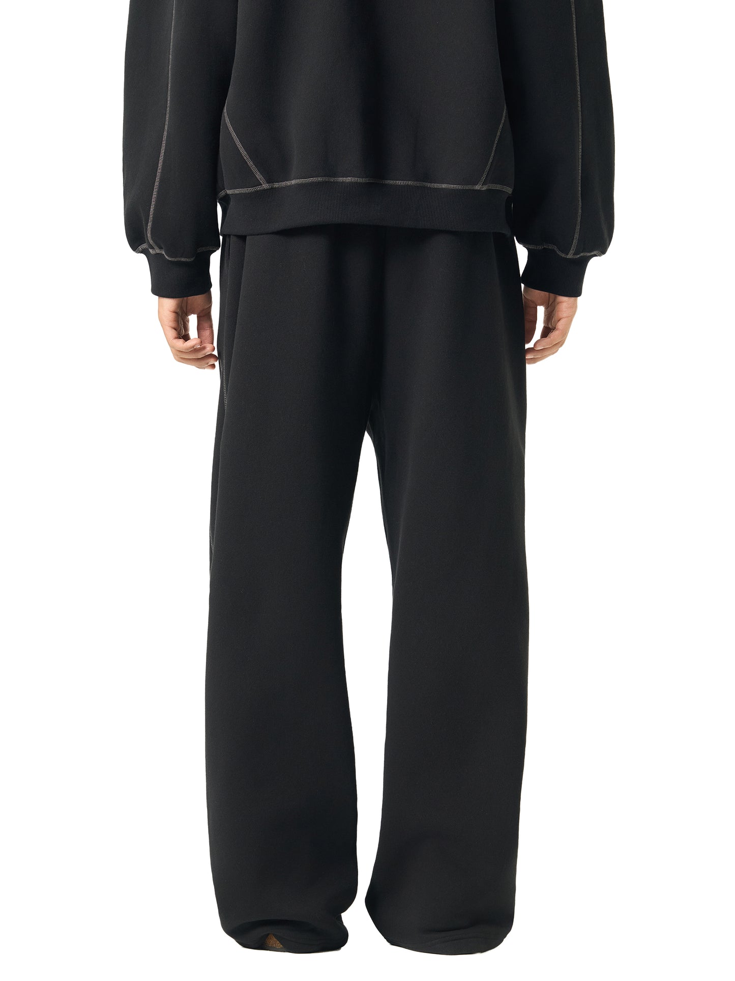 Contrast-Stitched Fleece Sweatpants Black