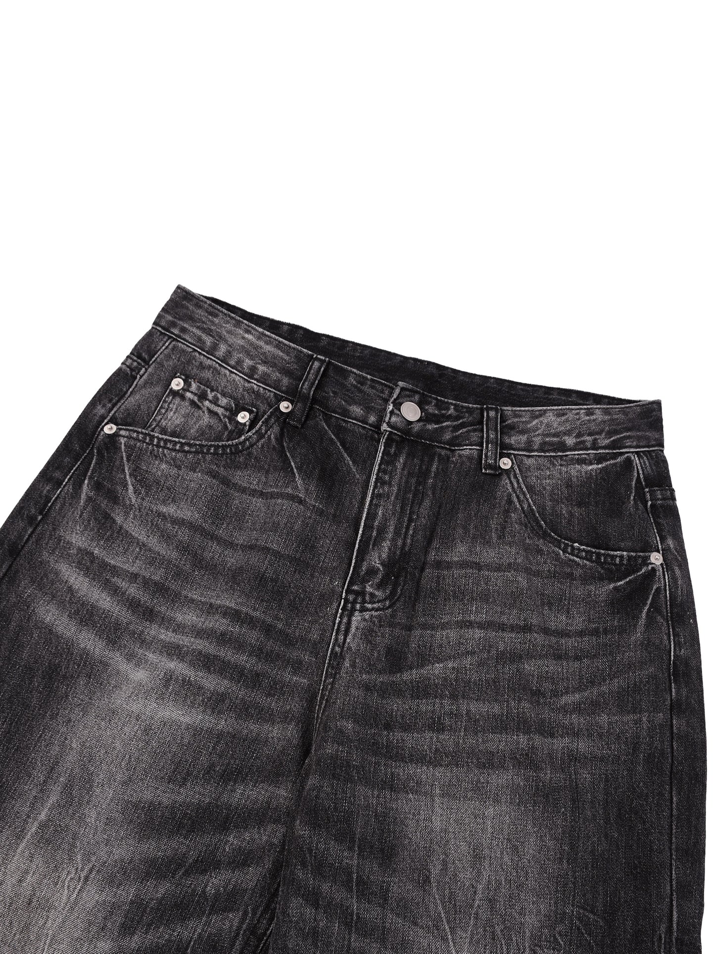 Men’s Vintage Wash Wide Leg Jeans Black