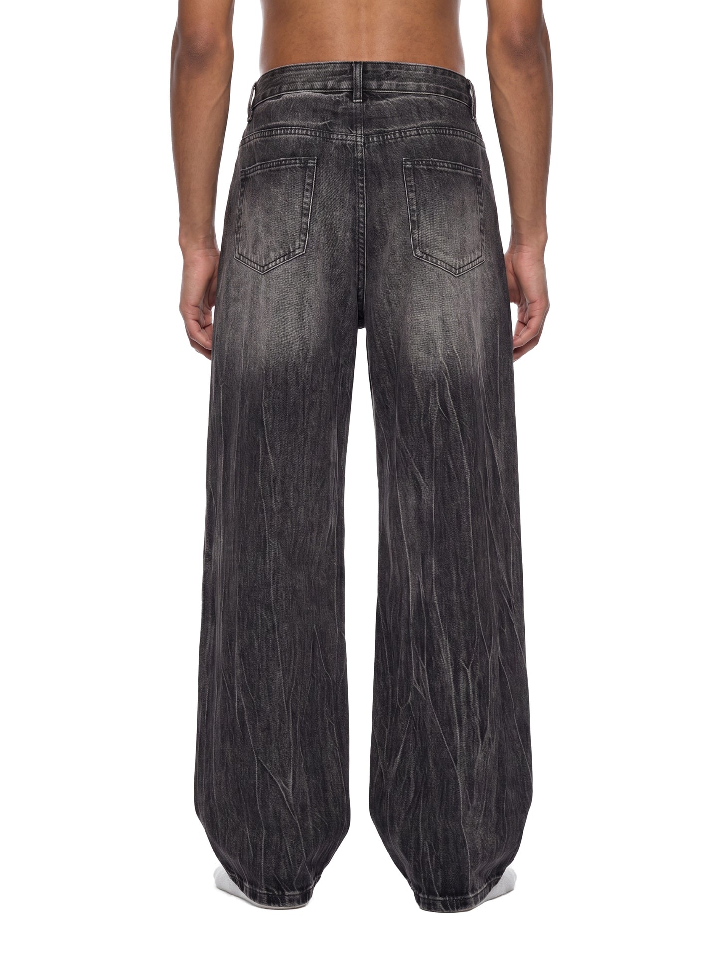 Men’s Vintage Wash Wide Leg Jeans Black