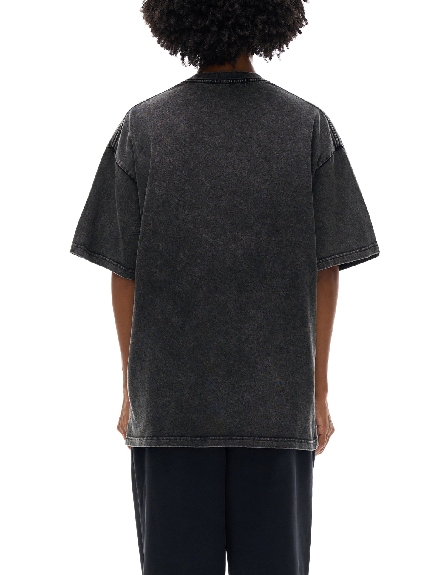 Snow Washed Oversized Cotton T-Shirt Black