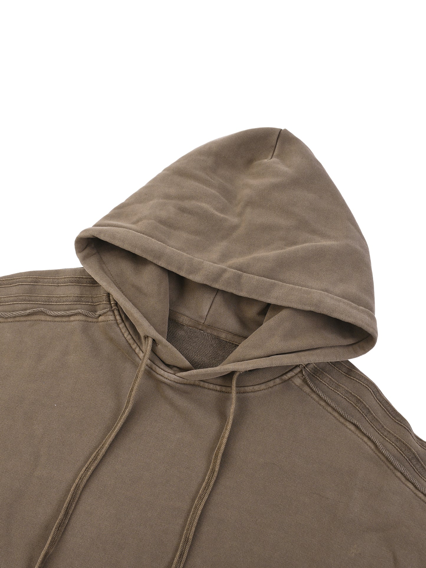 Snow Washed Tape Raw Edge Hoodie Brown