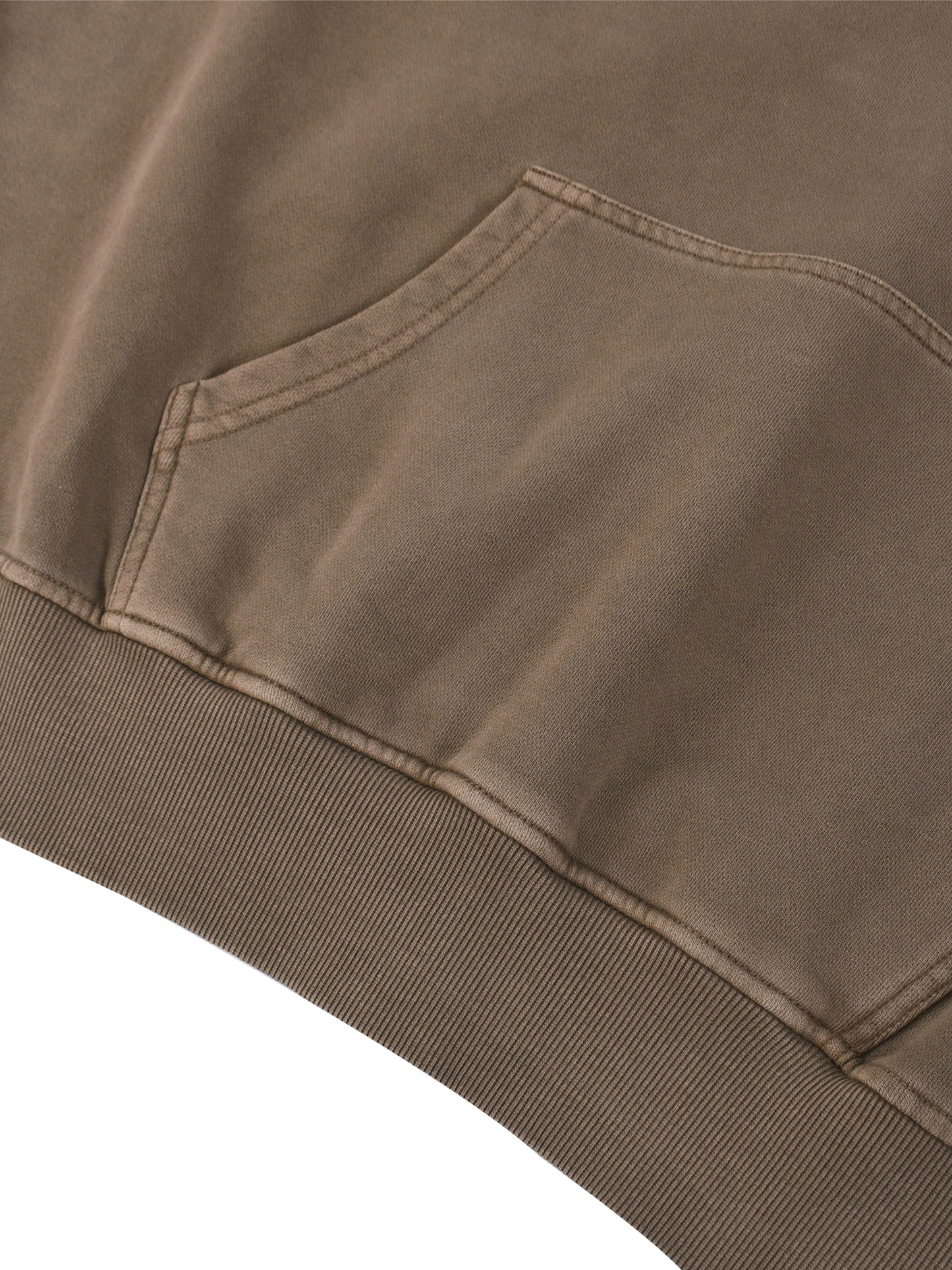 Snow Washed Tape Raw Edge Hoodie Brown