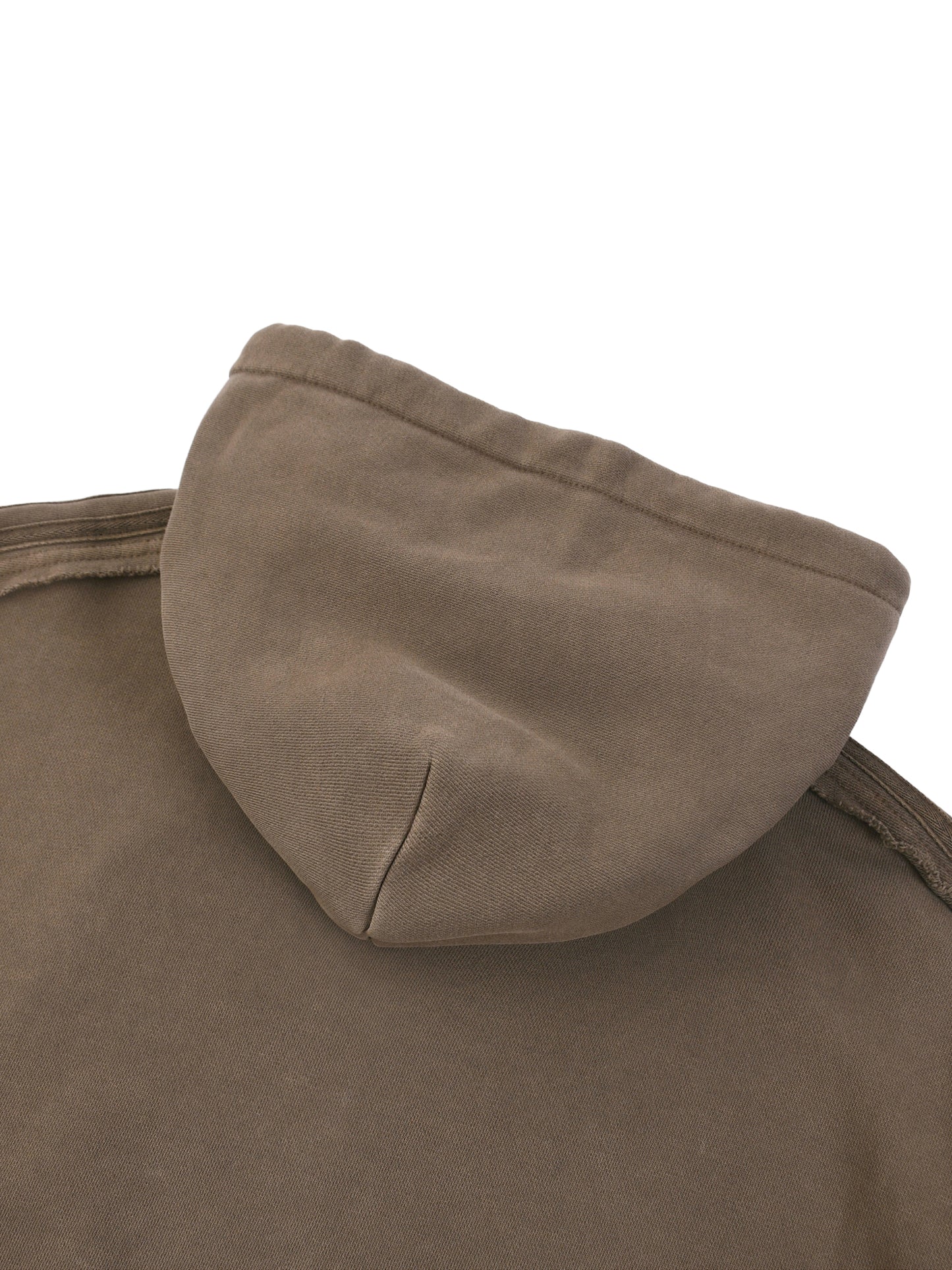Snow Washed Tape Raw Edge Hoodie Brown