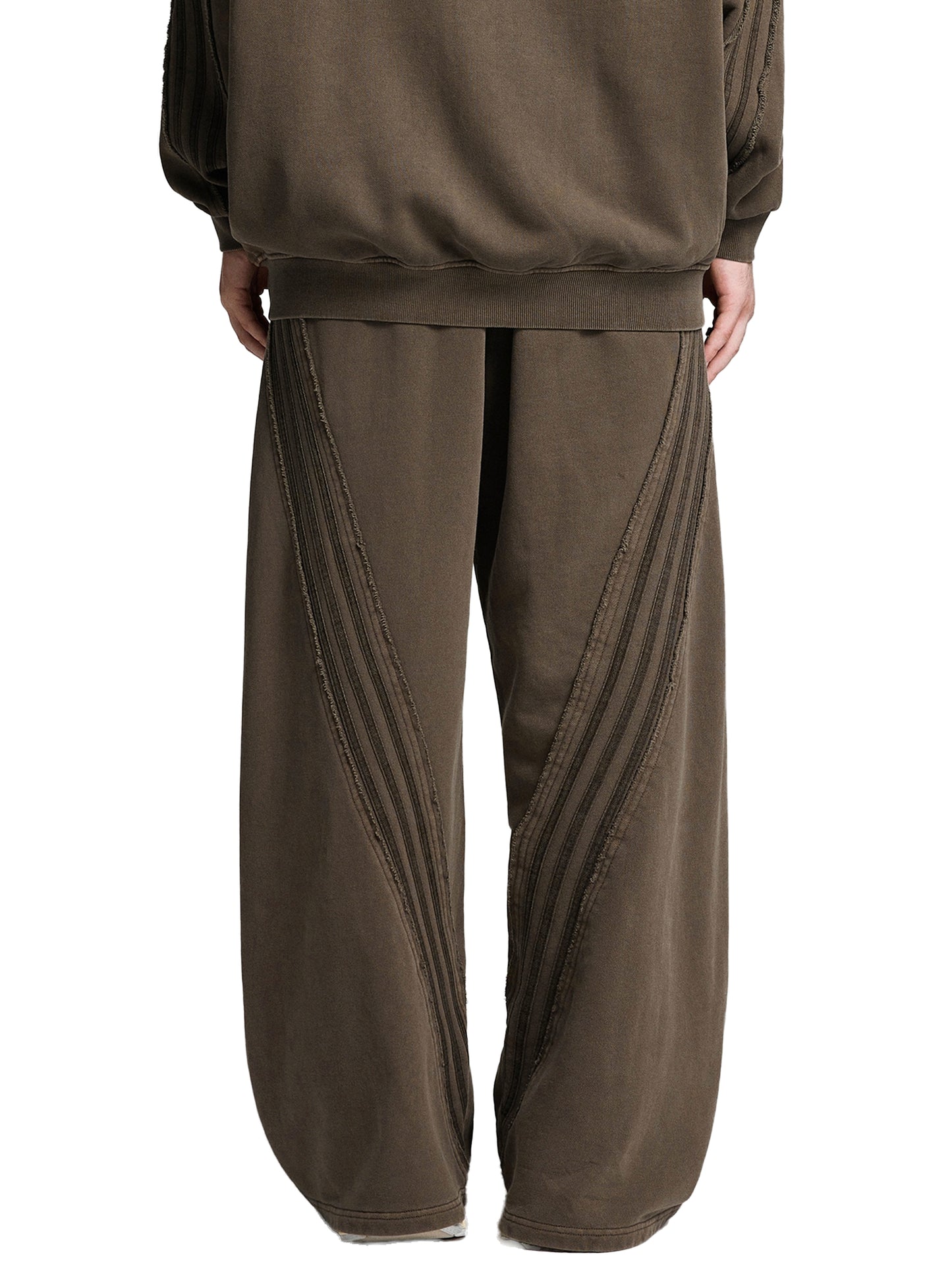 Snow Washed Tape Raw Edge Sweatpants Brown