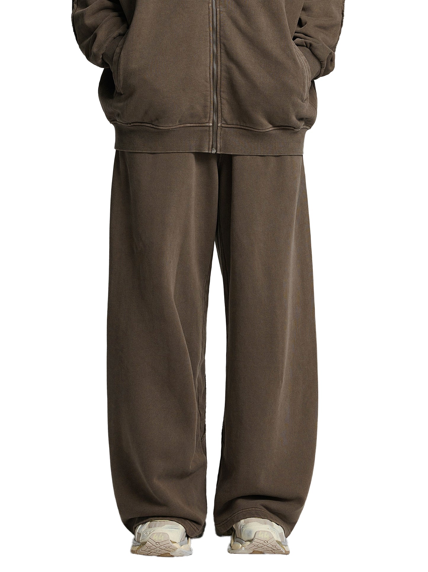 Snow Washed Tape Raw Edge Sweatpants Brown