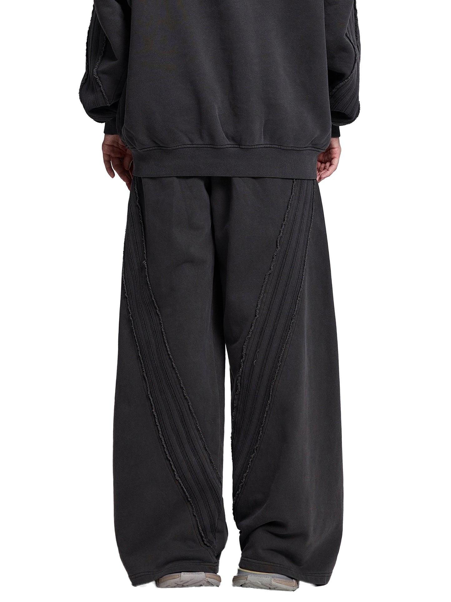 Snow Washed Tape Raw Edge Sweatpants Black