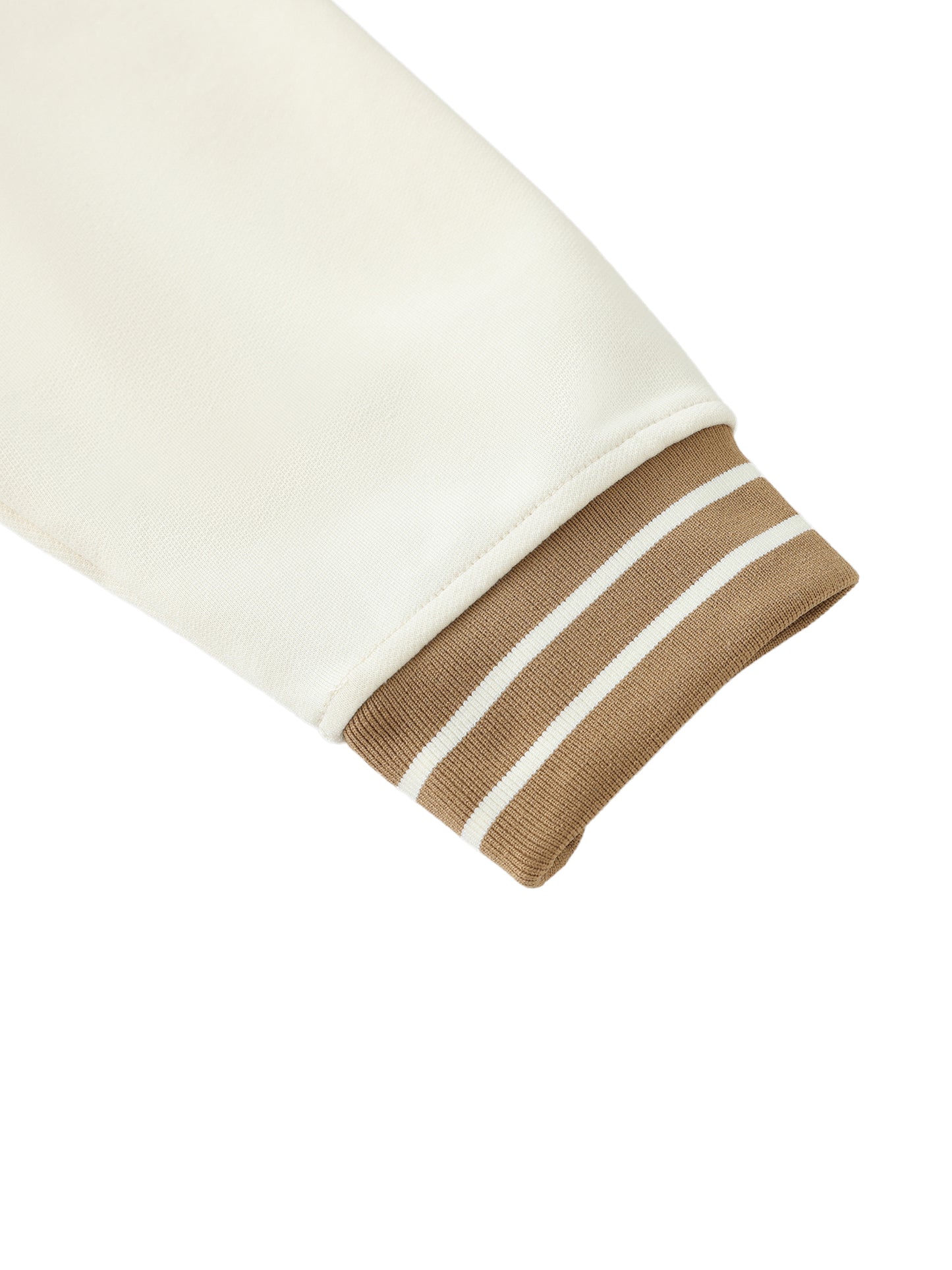 Striped Trim Zip-Up Hoodie Cream