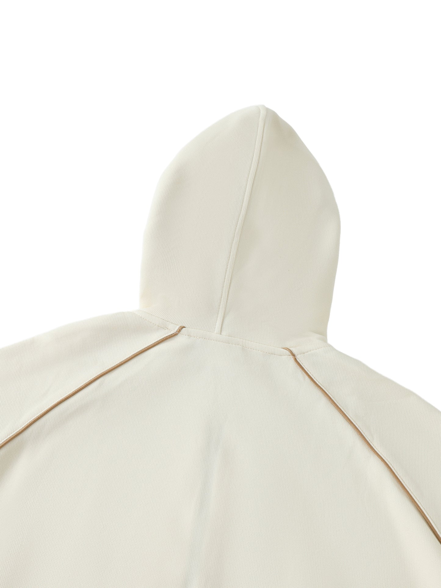 Striped Trim Zip-Up Hoodie Cream