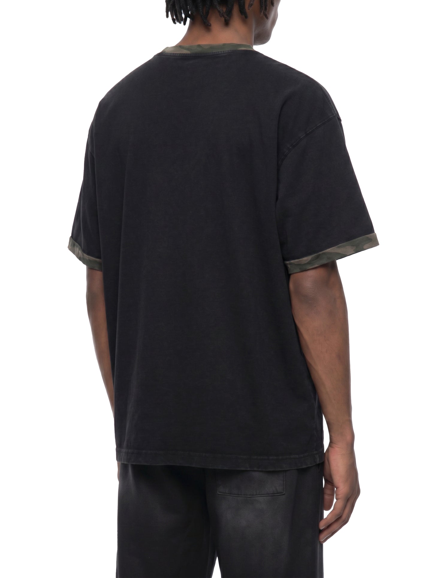 Unisex Mineral Washed Boxy Panel T-Shirt Black