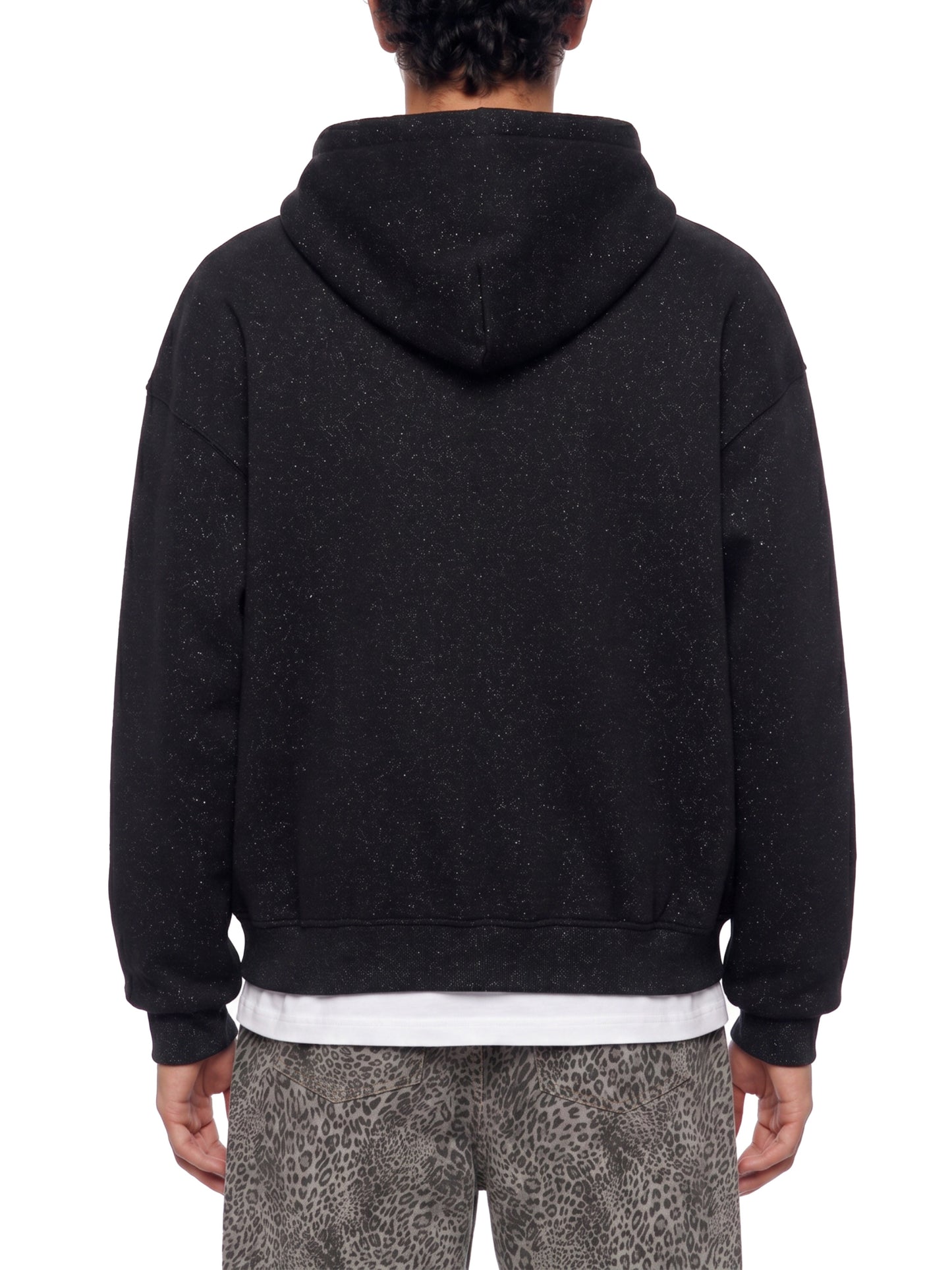 Unisex Sparkles Full Zip Boxy Hoodie Black