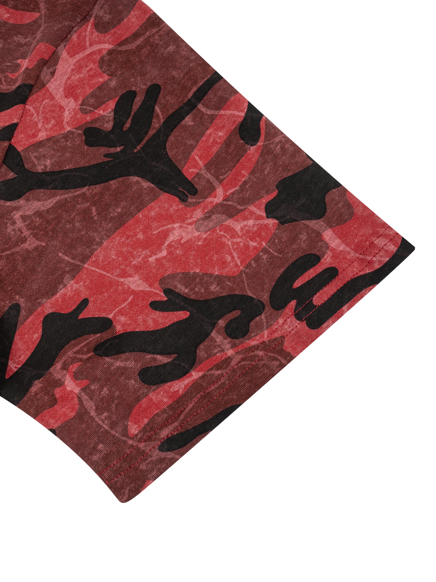 Boxy Camo Print T-Shirt Red