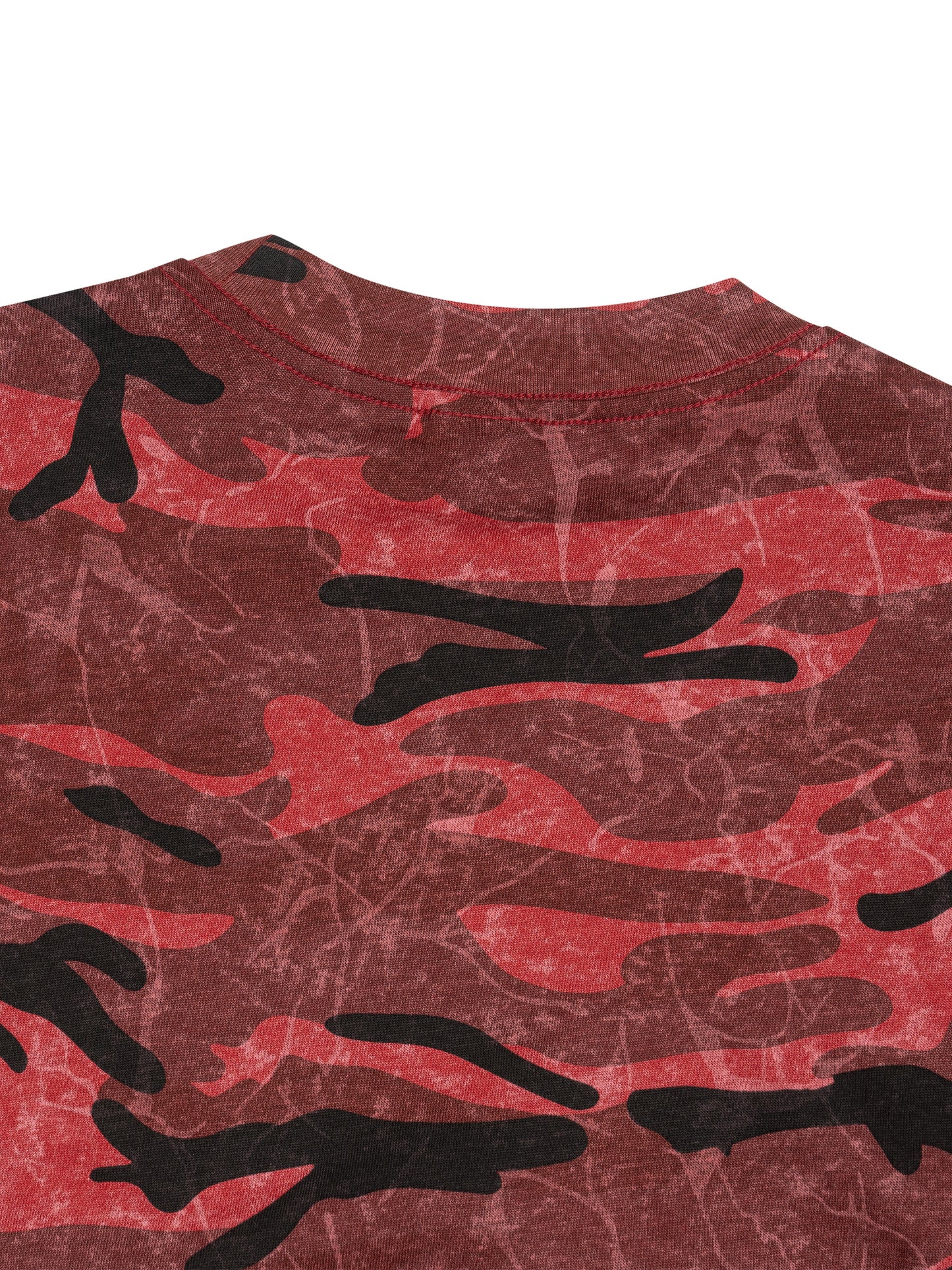 Boxy Camo Print T-Shirt Red