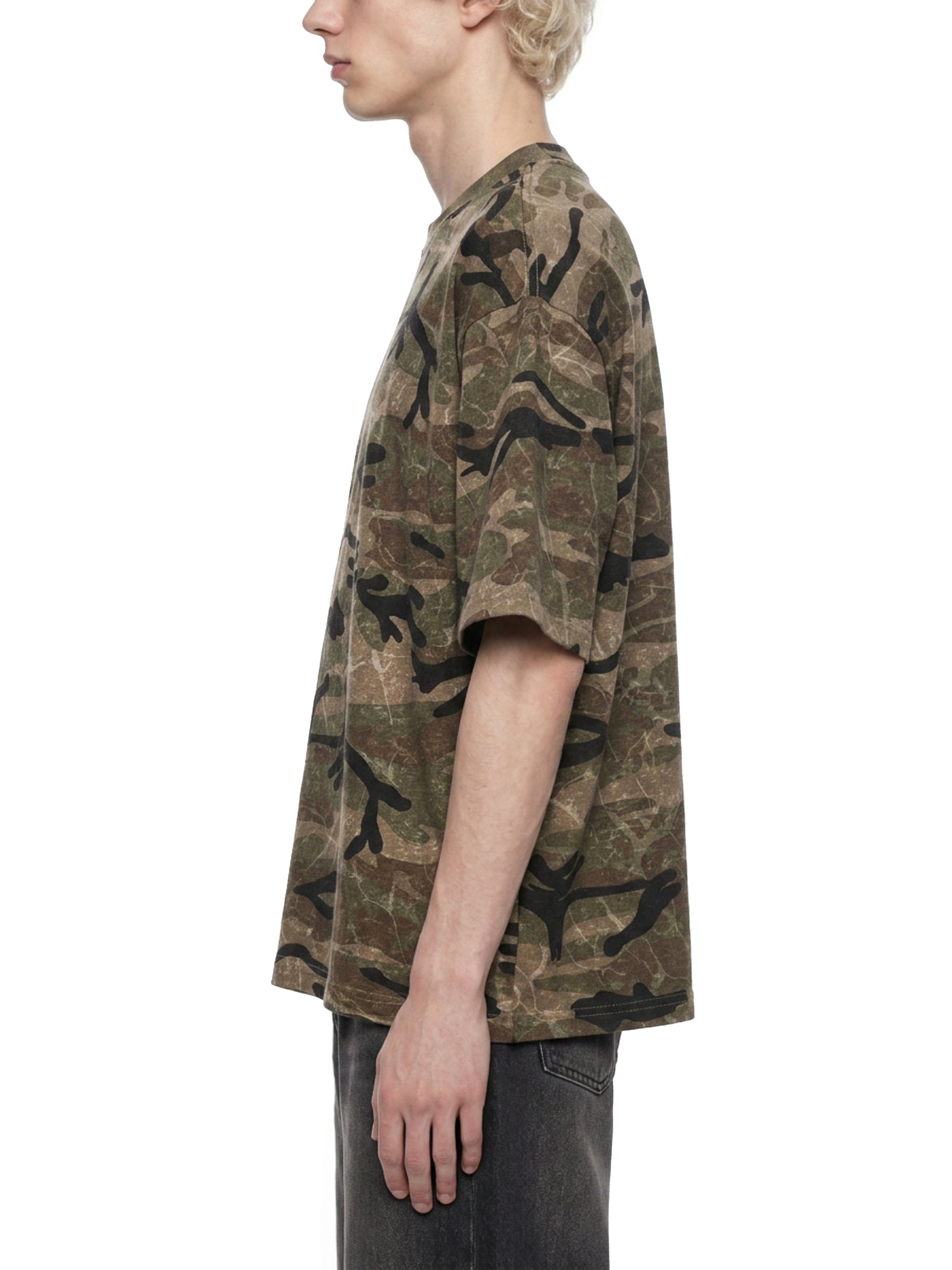Boxy Camo Print T-Shirt Green
