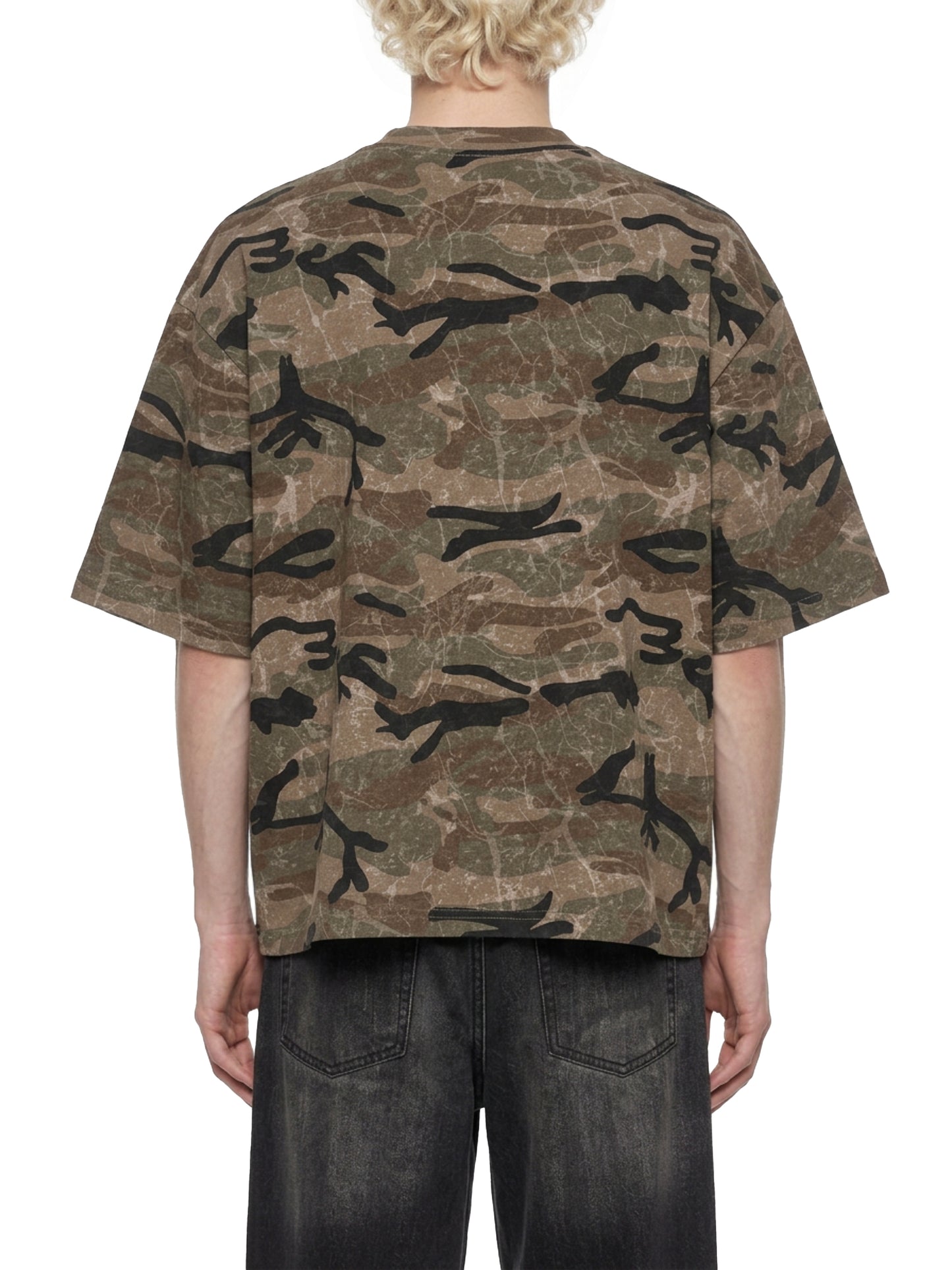 Boxy Camo Print T-Shirt Green