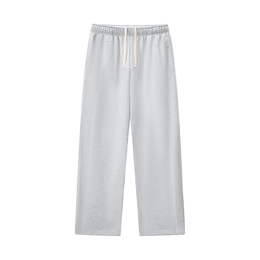 Contrast-Stitched Fleece Sweatpants Grey