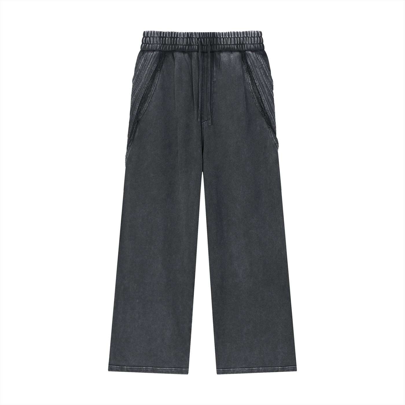 Snow Washed Tape Raw Edge Sweatpants Black