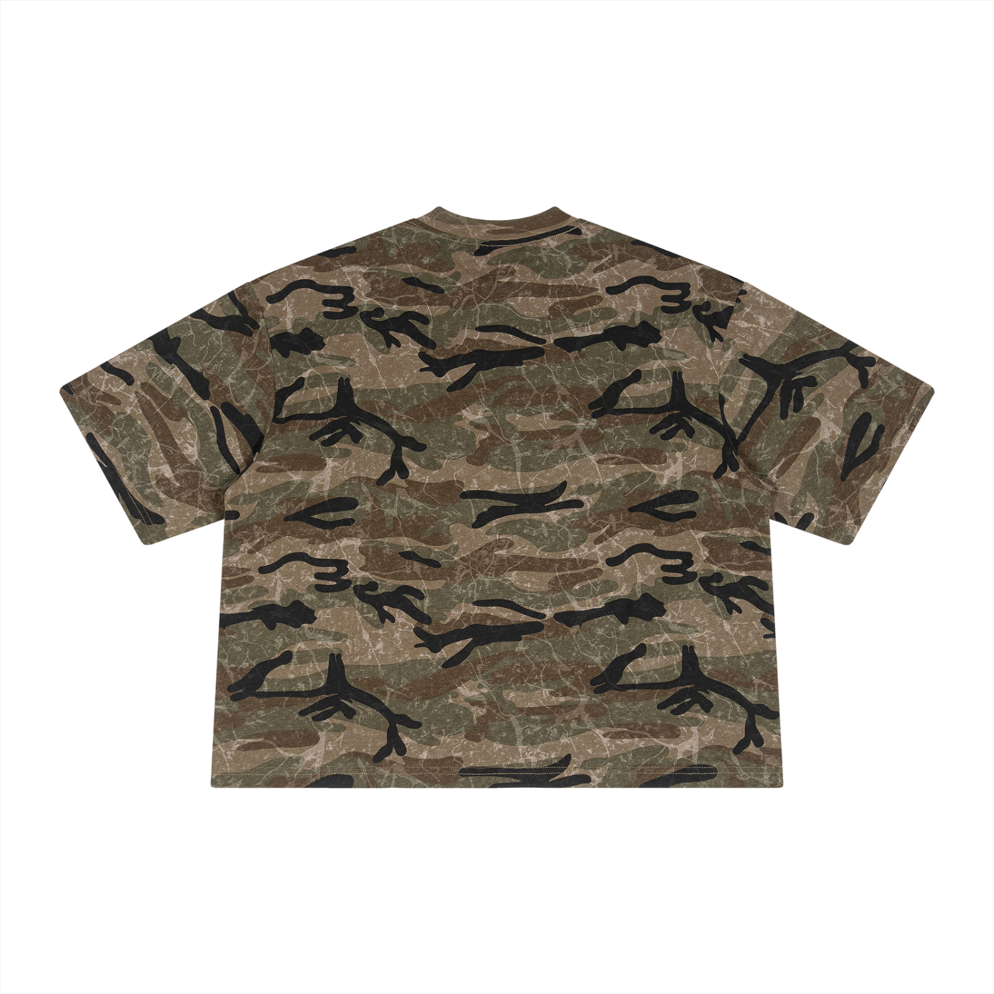 Boxy Camo Print T-Shirt Green