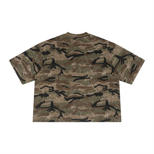 Boxy Camo Print T-Shirt Green