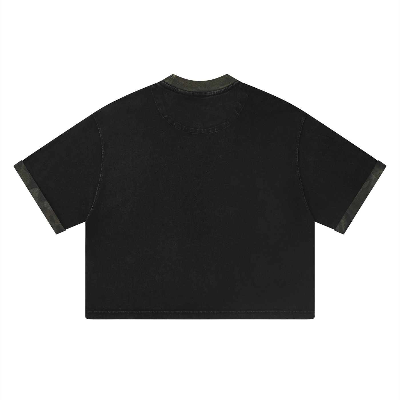 Unisex Mineral Washed Boxy Panel T-Shirt Black