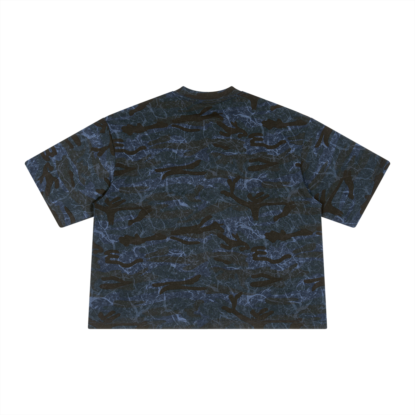 Boxy Camo Print T-Shirt Blue