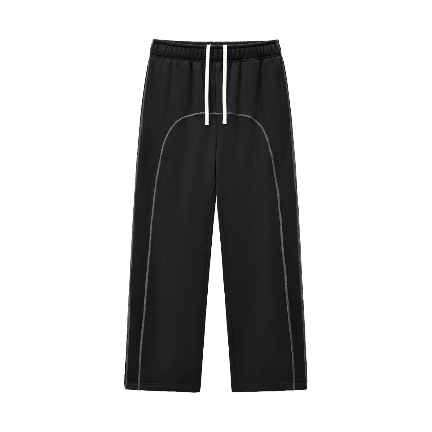 Contrast-Stitched Fleece Sweatpants Black