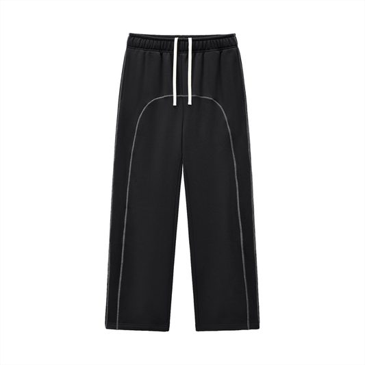 Contrast-Stitched Fleece Sweatpants Black