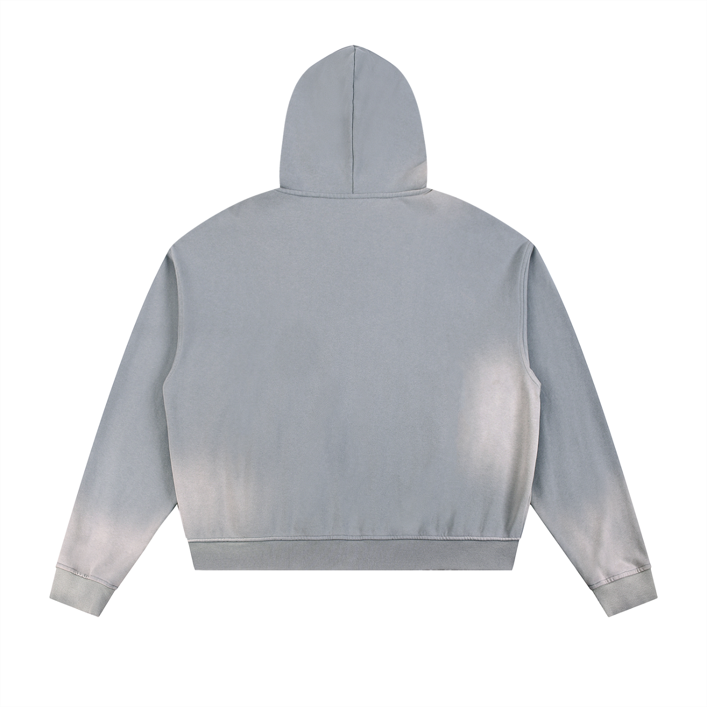 Sun Fade Frayed Raw Edge Fleece Zip Hoodie Blue